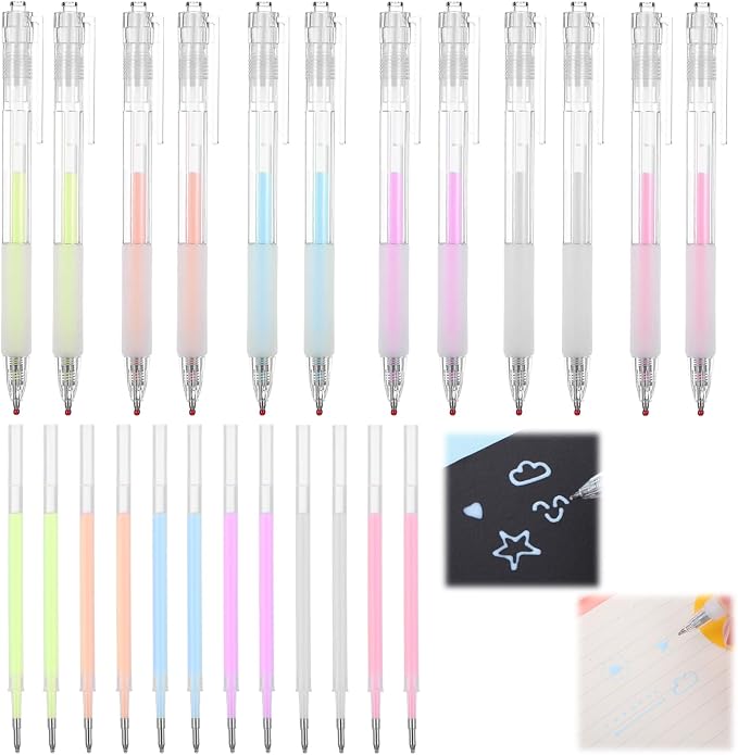 24Pcs Quick Dry Glue Pen Ballpoint Roller Glue Pen, Apply Glues Like Writing Easy Precise Control Fine Tip Tacky Pens Classroom Supplies for Crafting Scrapbook Card Making Foil Calligraphy Artist