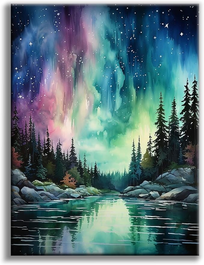 Diamond Art Kits for Adults, Aurora DIY 5D Diamond Painting for Beginners | 12x16 Inch, Full Drill Round Dots, Fantastic Landscapes Gem Art Craft Kits, Home Decor, Stress Relief Relaxing Hobby Gift