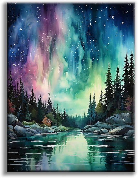 Diamond Art Kits for Adults, Aurora DIY 5D Diamond Painting for Beginners | 12x16 Inch, Full Drill Round Dots, Fantastic Landscapes Gem Art Craft Kits, Home Decor, Stress Relief Relaxing Hobby Gift