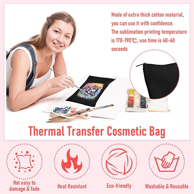 Legigo Blank Canvas Bags Zipper Pouch Makeup Bags Pencil Pouch Bulk | Multi-Purpose, Sturdy Canvas Pouch with Zipper, Cosmetic Travel Toiletry Bag for DIY Crafts, Gifts & Storage, 8.3 x 5 Inch