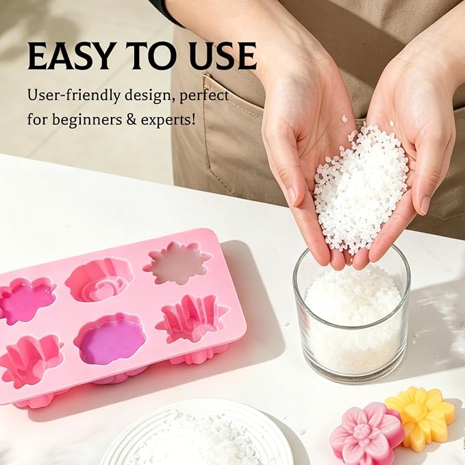 SJ Bee & Flower Silicone Mold Set, 2-Pack 6-Cavity Soap & Craft Molds | For Crafts, Soap Making, Plaster, Wax Melts & Resin, Food Grade Silicone, Easy Release, Reusable