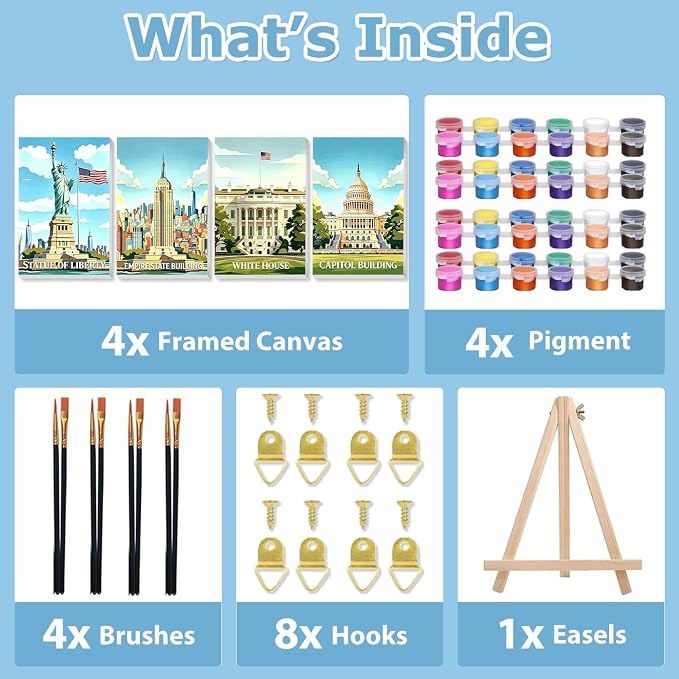 City Paint by Number for Adults, Paint by Numbers Kit for Adults 8x12 Inch
