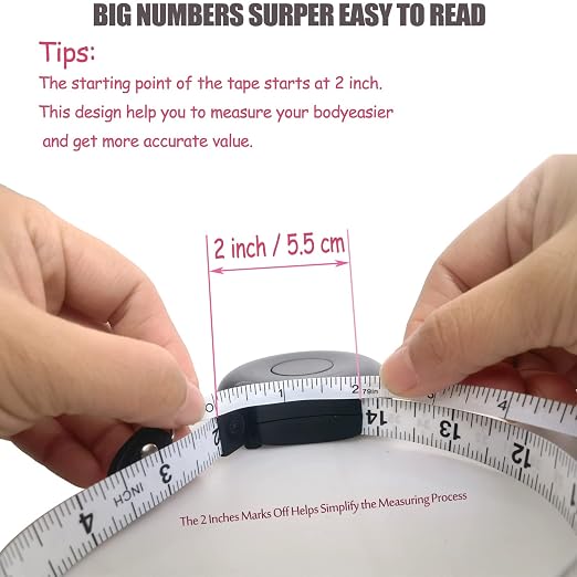Tape Measure Body Measuring Tape 80inch/205cm Lock Pin Retract Tape Measure for Tailor Fitness Clothes Sewing Handcrafts Weight Loss Body Measurement