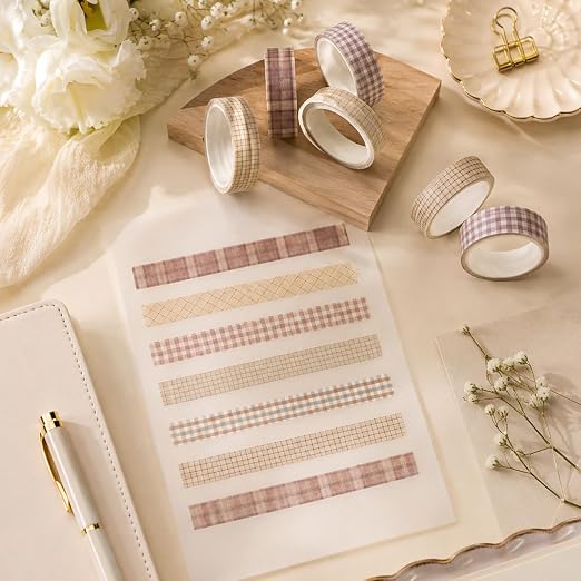 cobee 8 Rolls Vintage Washi Tape Set, Retro Decorative Masking Tape