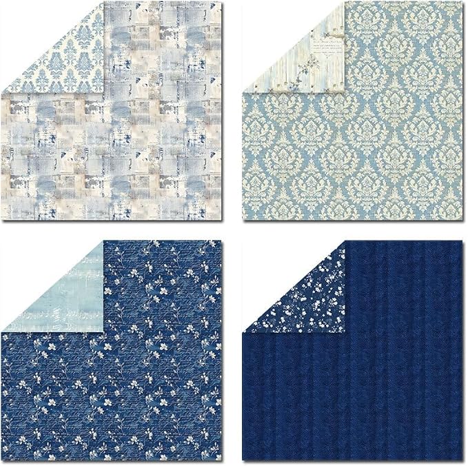 12inch Boho Scrapbook Paper Vintage Flower Pattern Papers Pad,24 Sheets Double-Sided Bobo Floral Scrapbooking CardStock Paper Pad for Holiday Cardmaking DIY Origami Paper.