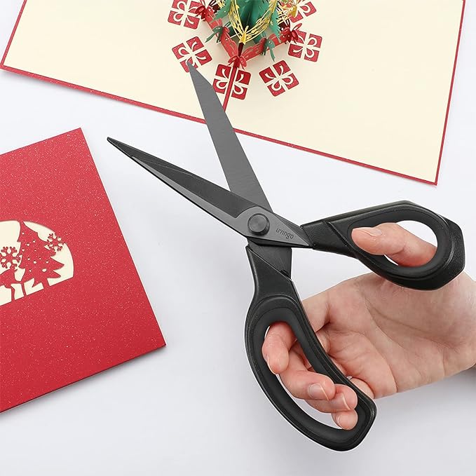 LIVINGO Fabric Scissors 8.5" Heavy Duty Sewing Shears Black | Titanium Coated Forged Steel, Sharp Precision Edge, Tailoring Clothing Leather Paper Projects