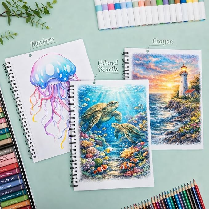 3 Pack Marker Paper Pad 7.6 × 10 in, 200gsm Spiral Sketchbook