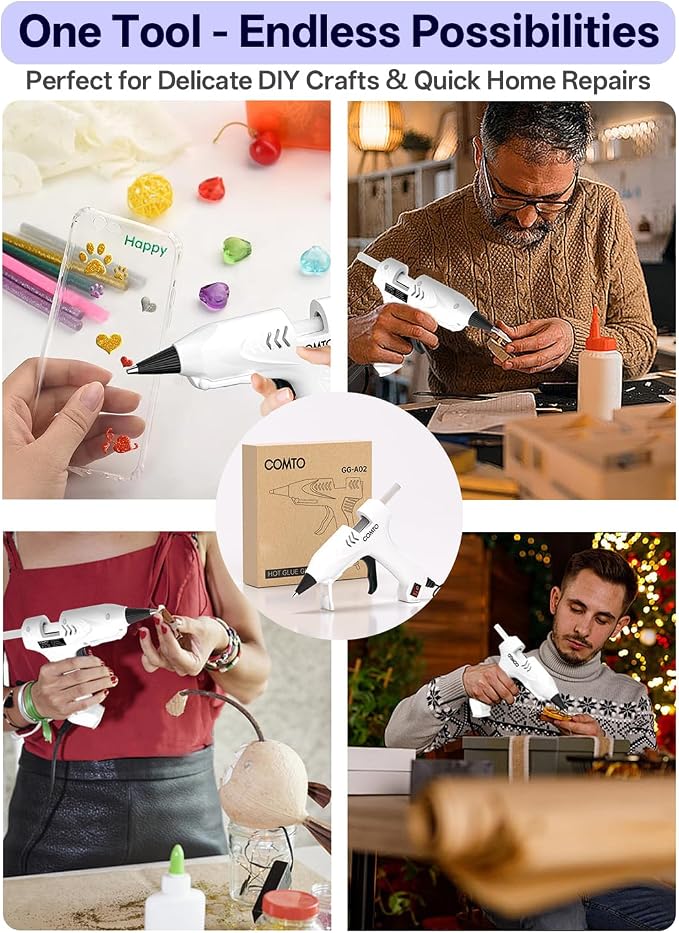 Mini Hot Glue Gun with 30 Glue Sticks, White
