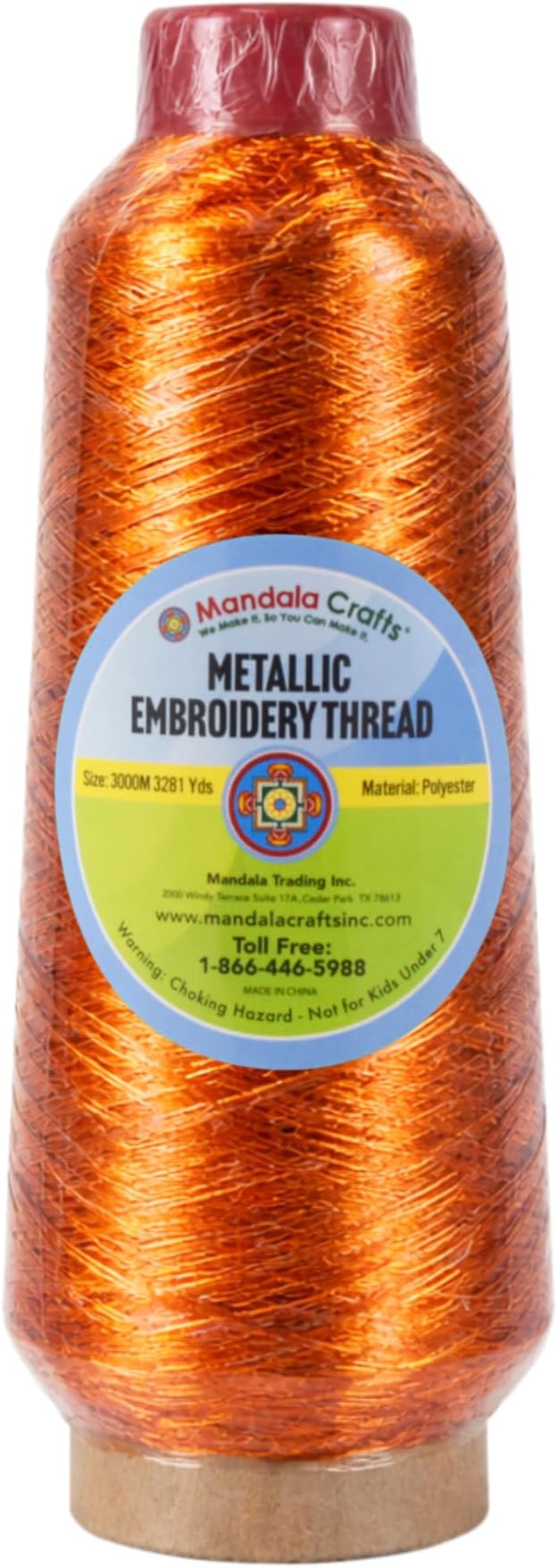 Mandala Crafts Metallic Burnt Orange Embroidery Floss for Sewing, 3281 Yard Spool