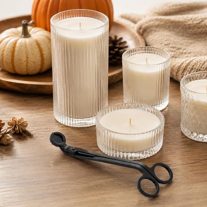 CHEFBEE Black Stainless Steel Candle Wick Trimmer | Polished Wick Clipper, Clean Even Burn, Prevents Soot Buildup, Reaches Deep Jar Candles, Sturdy Precice Cutting
