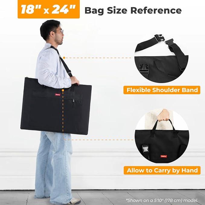Nicpro Light Weight Art Portfolio Bag, 18x24” Waterproof Art Portfolio Case
