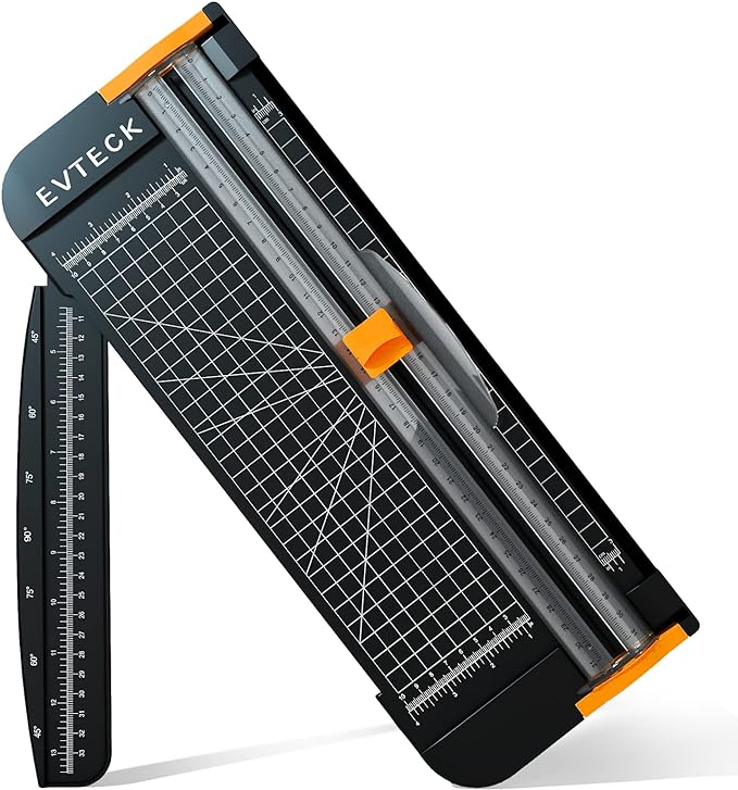 Evteck A4 Paper Cutter Slider Trimmer for Cardstock Photo Vinyl | 12 Inch, with Security Blade and Foldable Ruler, for Crafting Scrapbooking