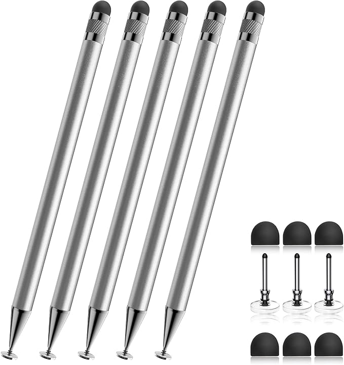 Bopomofo Stylus(5 Pcs),2-in-1 Stylus Pen for Touchscreen,Stylus Pen | Metal Barrel,Suitable for Apple(iPhone/ipad)/Nintendo Switch/Samsung/Google/Microsoft/Android Tablets Touch Screen Devices