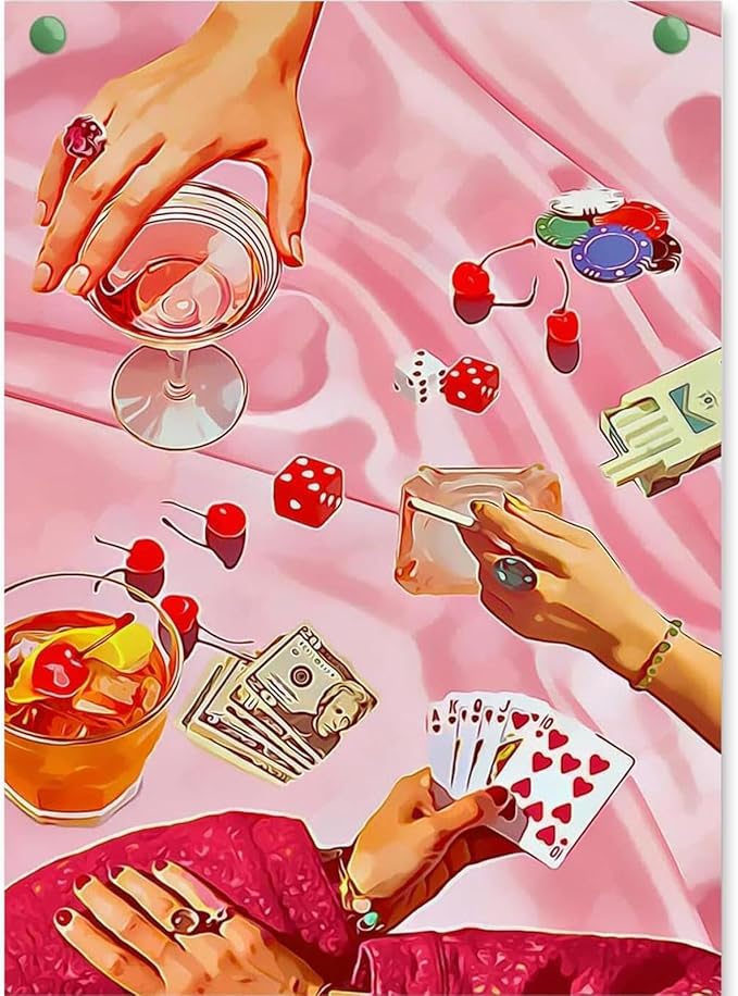 KICHANG Pink Diamond Art Kits for Adults Diamond Painting Kit for Beginner | Cute DIY Modern 5D Round Full Drill Diamond Dots Gem Art Crafts with Tools,Funny Crafts for Home Wall Decor&Gift-12x16in