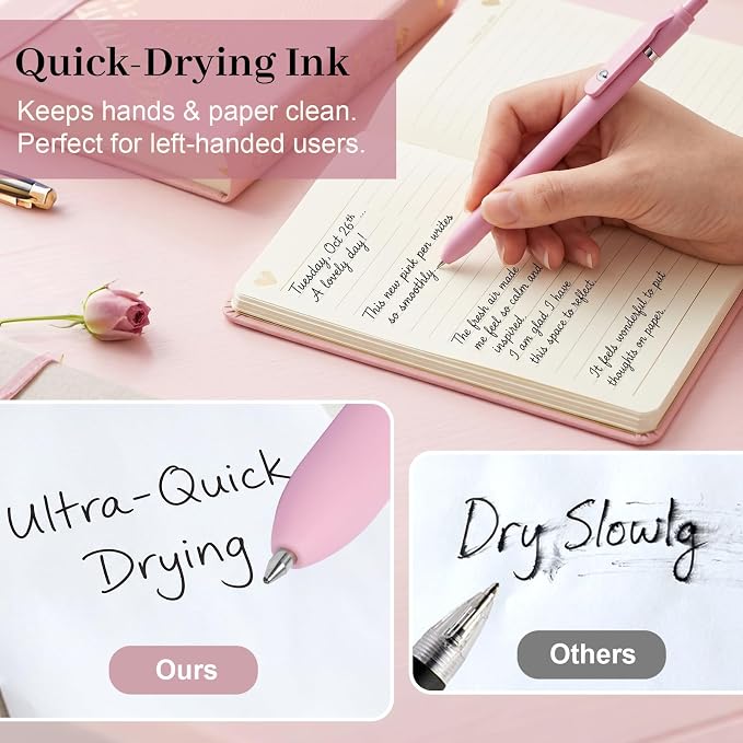 Fenmay 8 Pcs Gel Pens with Black & Pink Ink, 0.7mm Fine Point Smooth Writing Pens, Quick Dry & No Smudge, Cute Aesthetic Back-to-School Office School Supplies Gifts for Women & Students