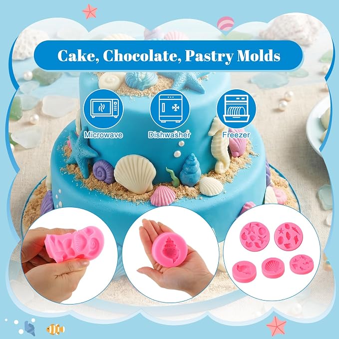 Pimoys 5 Pcs Ocean Silicone Mold Seashell Candle Molds