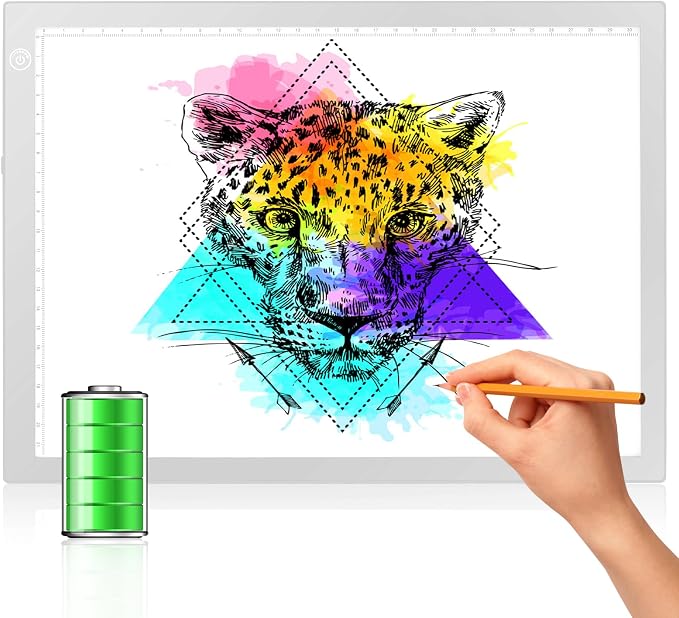 Rechargeable Tracing Light Box, LED Drawing Board for Kids Birthday Gift | Battery Powered Light Pad Copy Table for Stenciling, Sketching, Diamond Art Painting, Toys for Girls Boys Ages 3 4 5 6 7 8-12