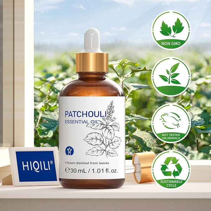 HIQILI Patchouli Essential Oil for Diffuser, Skin & Perfume