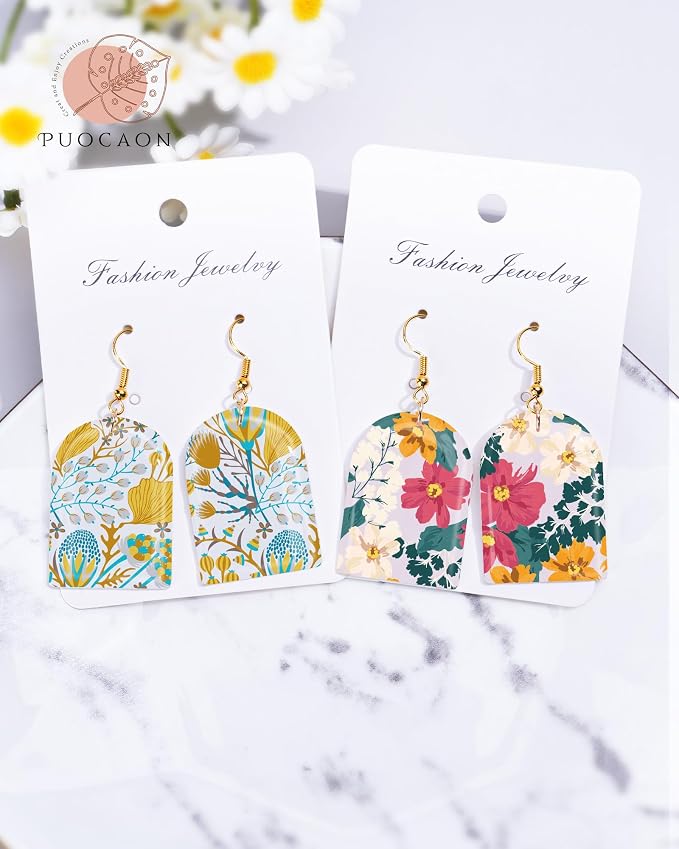 Puocaon Floral Clay Transfer Paper - 20 Pcs for Polymer Clay Jewelry, Water Transfer Sheets, Flower Blossom Magic Paper