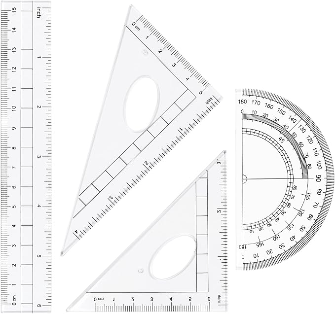 Unjoo Math Geometry Set 10 Pcs, Compass and Protractor for Students (Pink) | Shatterproof Storage Box,Rulers,Protractor,Compass,Eraser,Pencil Sharpener,Lead Refills,Pencil,for Classroom, Back to School