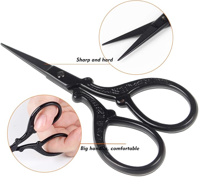 3.6inch Small Embroidery Scissors Sewing Crochet Cross Stitch | Knitting Scissors Sharp Craft Scissor with Leather Scissor Cover for Needlework Manual Sewing Handicrafts Tool