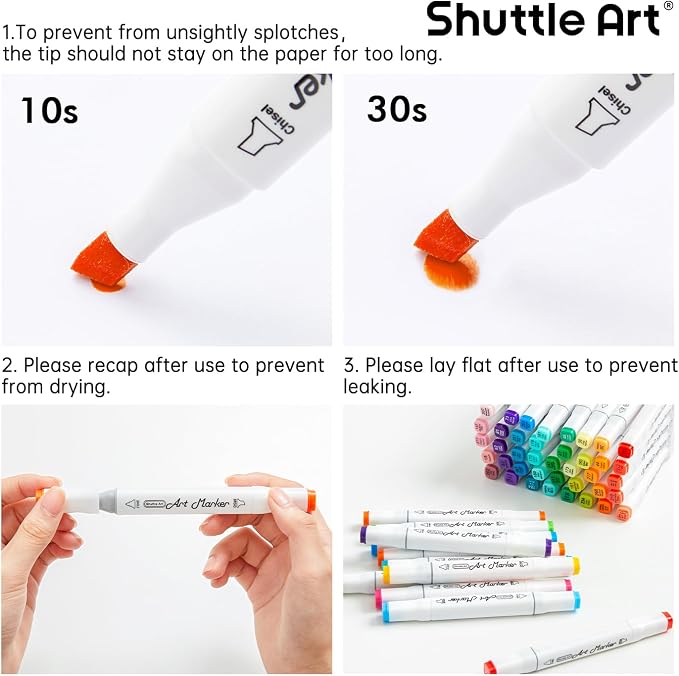 Shuttle Art 310 Colors Alcohol Markers, 309 Colors Dual Tip Art Marker Set Plus Colorless Blender, Micro-tip Pens, White Highlighter Pens, Marker Bag with Holders Perfect for Students Adults Coloring