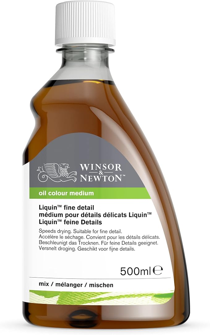 Winsor & Newton Liquin Fine Detail Medium, 500ml (16.9-oz) Bottle | Most Fluid Liquin, Produces Low Viscosity, Allows Faster Drying, For Fine Details, Glazing & Blending, Yellowing-Resistant
