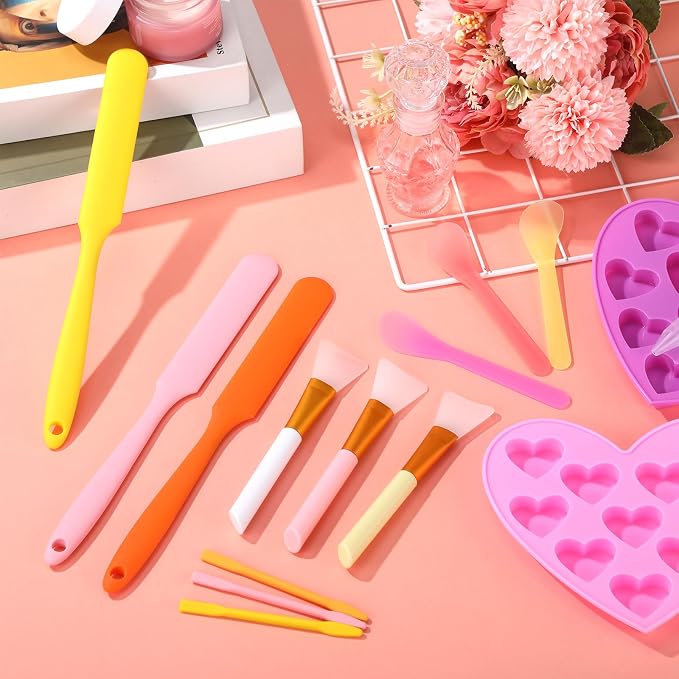 Patelai 12 Pcs Silicone Stir Sticks Kit, Silicone Epoxy Brushes, Stir Tool Sticks, Mixing Spoon, Scraper DIY Crafts Tools for Resin Epoxy Liquid Paint