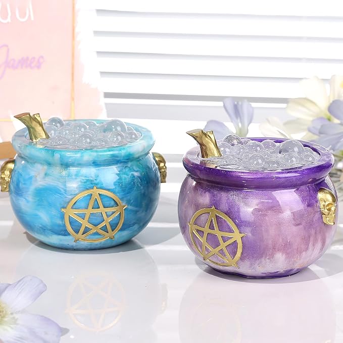 LET’S Resin Witch Cauldron Resin Mold, Halloween Resin Molds | 3D Jar Resin Molds Silicone 4.7'' Width, Large Jar Molds for Epoxy Casting Craft, Storage Box,Candy Container,Candle Holder