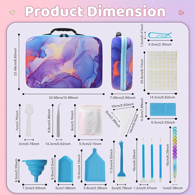 TAVOLOZZA Diamond Art Storage Case, 60 Slots Portable Diamond Painting Kits with Accessories for Craft Rhinestones & Jewelry Beads Organizer Boxes
