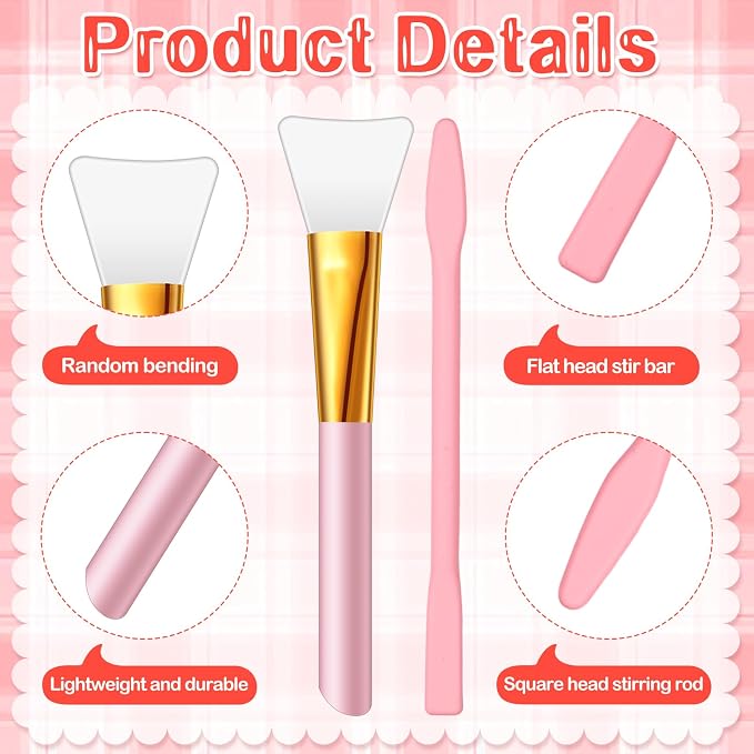 Patelai 12 Pcs Silicone Stir Sticks Kit, Silicone Epoxy Brushes, Stir Tool Sticks, Mixing Spoon, Scraper DIY Crafts Tools for Resin Epoxy Liquid Paint (Pink)