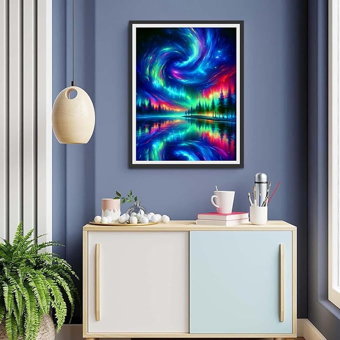 mrpwnle Diamond Art Kits for Adults Northern Lights Diamond Painting Kits | Aurora landscape Diamond Art Painting Kits for Adults Beginner, DIY Round Full Drill Crafts Kits Home Decor Gift 12x16inch