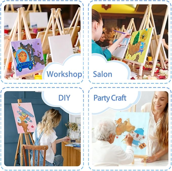 Pre Drawn Painting Canvas for Painting, 8 x 10 Inch Canvas Boards 12 Pack (Animal Travel Designs), Canvas Panels for Acrylic Paint, Watercolor, Markers & DIY Craft Projects