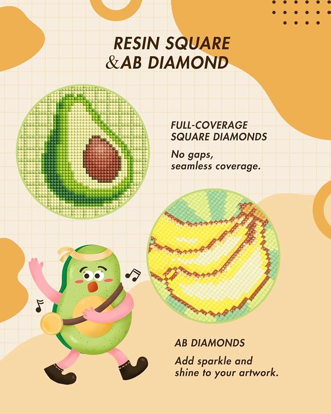 forever young Minigem Fruit Diamond Art Kits, 5x7 Inch Postcard-Style