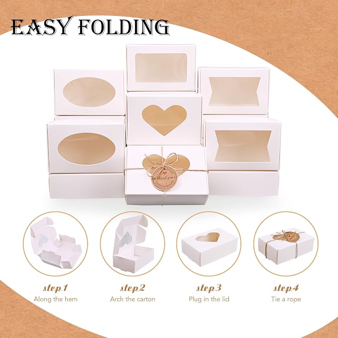 Soap Boxes for Homemade Soap, Soap Packaging Gift Box with Window | 3.54 X 2.36 X 1.18 Inch Soap Packaging Gift boxes White with Window, Small Rectangular Soap Boxes (32PCS)