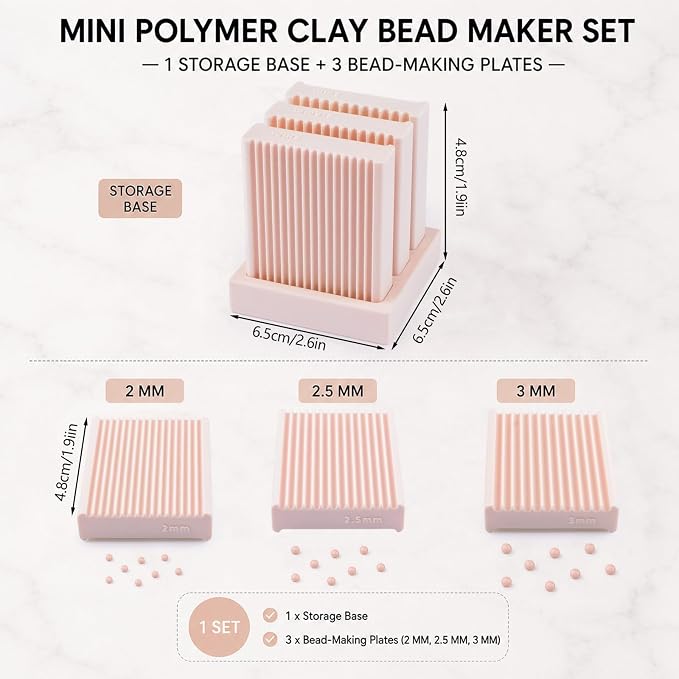 Mini Polymer Clay Bead Maker（2&2.5&3mm）, Clay Beads Roller Bead Shaping Tool Clay Molds for Jewelry Making DIY Bracelet Necklace Craft