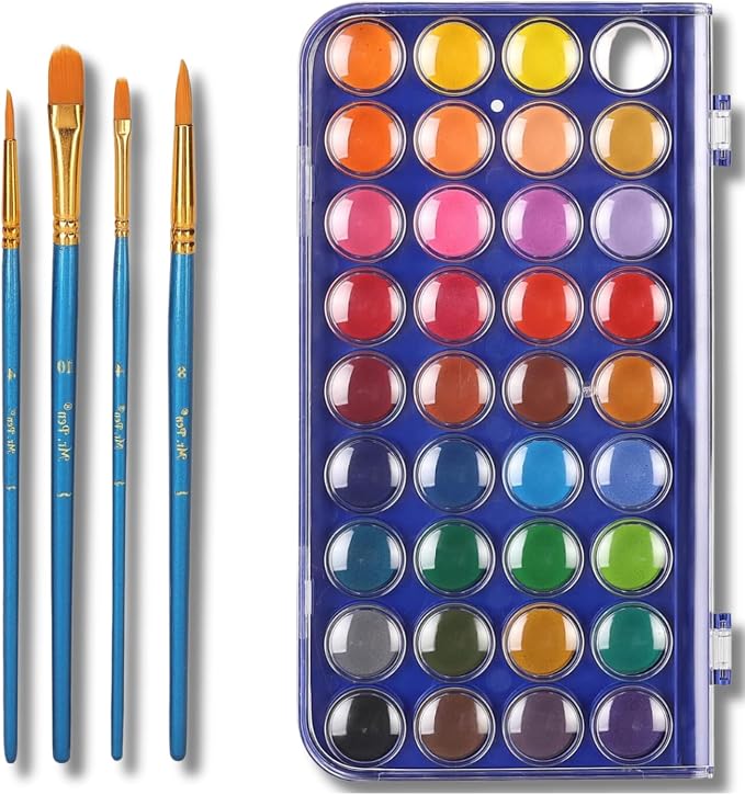 Mr. Pen- Watercolor Paint Set, 40 pcs, 36 Colors, Watercolor Paints | 4 Brushes, Non-Toxic Watercolor Paint, Portable Watercolor Set, Water Colors for Adults, Kids