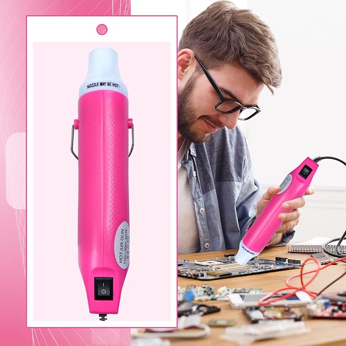 Heat Gun For Crafting, Mini Hot Air Gun For DIY Crafts,Heating Gun,Portable Heat-Gun Tool For Embossing Shrink Wrapping Drying Paint (Pink)