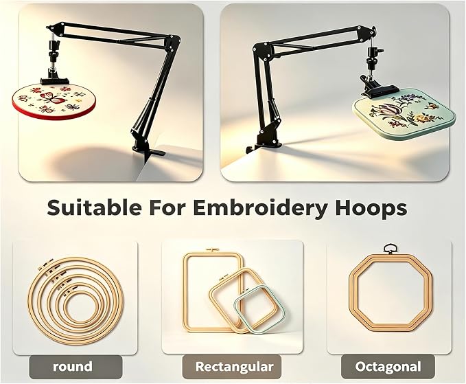 Embroidery Hoop Holder Adjust Embroidery Hoop Stand Metal Embroidery Stand Folding Embroidery Stand Cross Stitch Stand Hands, Suitable for Embroidery Hoops