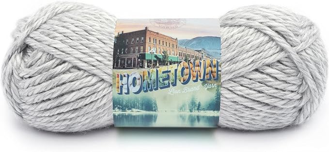 Lion Brand Yarn 135-225 Hometown Yarn, Springfield Silver (1 skein) | Super Bulky Acrylic Fiber for Warm Crochet Blankets, Knit Winter Hats, Chunky Cardigans, Soft Scarves, Weaving