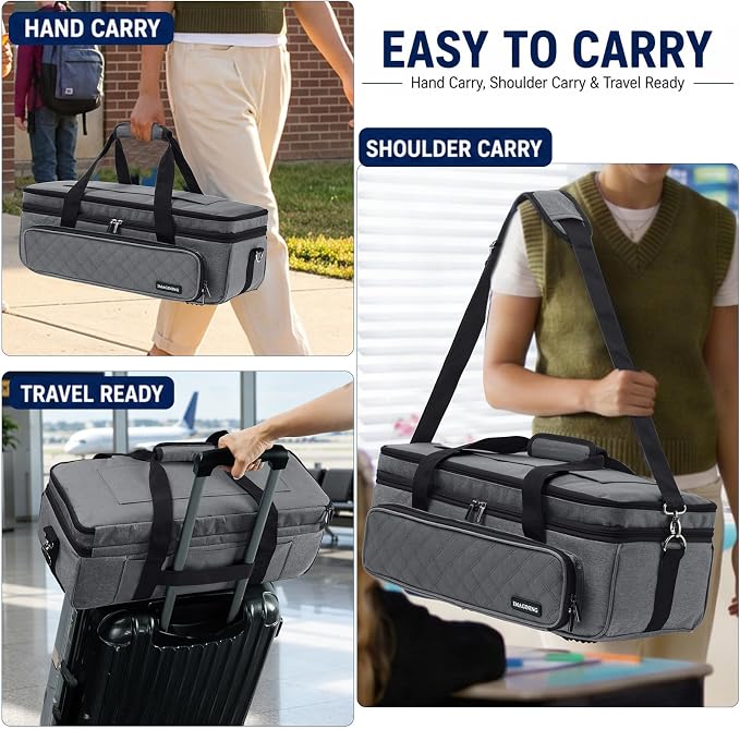 Double Layer Carrying Case with Cutting Mat Pocket & Accessories Storage