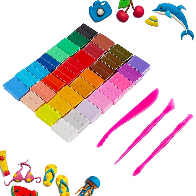 CiaraQ Polymer Clay Kit, Mini Modeling Clay Set | for Kids/Beginners/Artist, 32 Colors