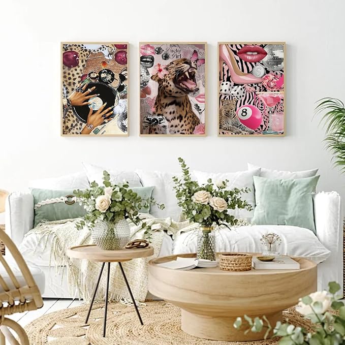 3 Pack Coquette Paint by Numbers Kit for Adults,Color By Numbers for Adults | Fashion Cheetah Decor Painting by Number On Canvas, Paint Number Artist Funny Without Frame DIY, Home Wall Decor, 12x16in