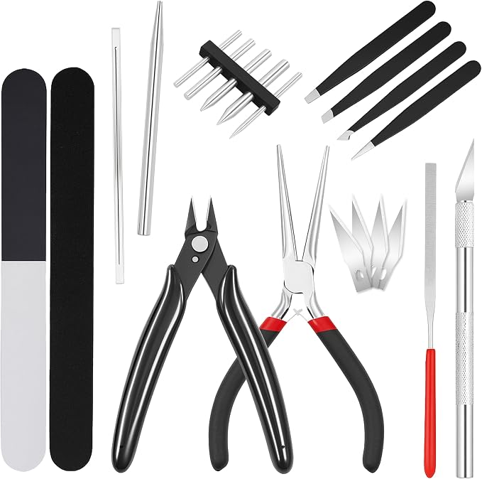 Mandala Crafts 22 PC Model Building Hobby Tools Kit for Metal & Plastic | Pliers, Clipper, Knife, Bending, Winding, Twisting Rod for Miniatures, Mecha, Scale Kits, Aircraft, Tanks, Ships, Cars, Resin