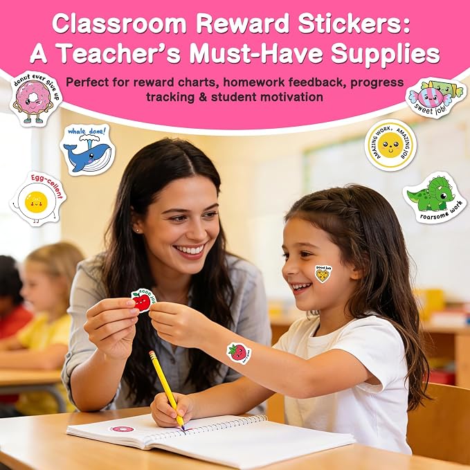 300pcs Teacher Stickers for Kids Classroom Must Haves | Teacher Supplies with Unique Designs - Perfect for Classroom Rewards & Home Encouragement