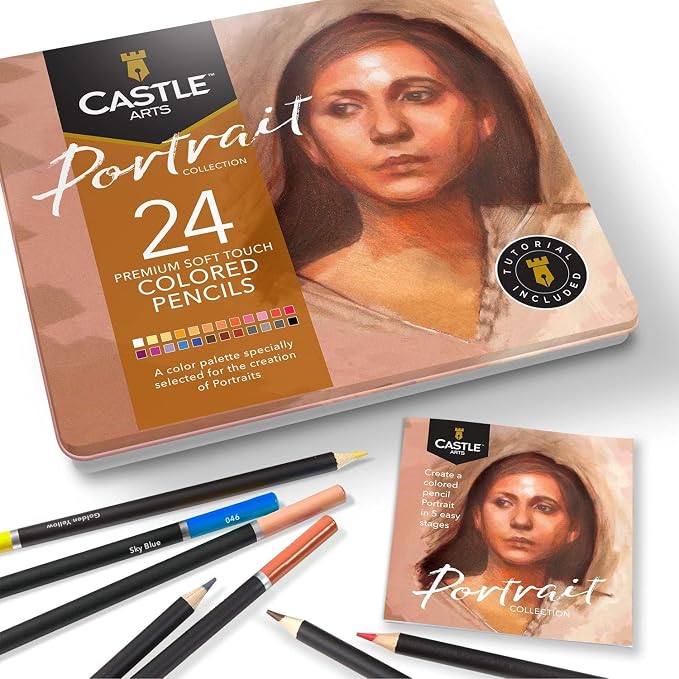 Castle Art Supplies 24 Colored Pencil Set - Portraits Themed Palette