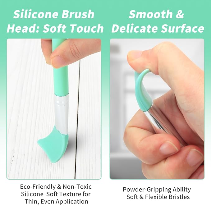 LORMAY 7-Piece Silicone Brush Set for UV Resin Crafts and Makeup, Green | Easy Clean for DIY Epoxy Art and Makeup, Soft Reusable Tools, Gentle Applicator Suitable for All Skin Types