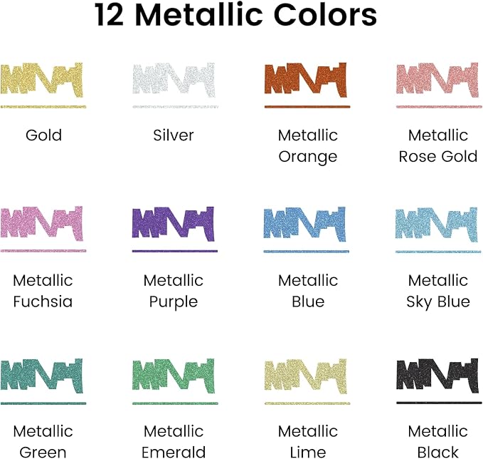 Artecho Acrylic Paint Markers 12 Metallic Colors