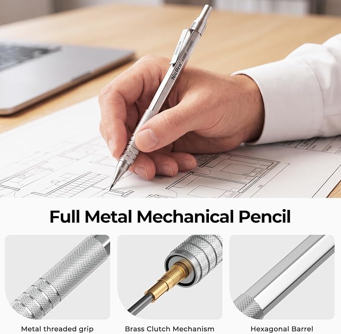 Nicpro 3 Pack 2.0 mm Mechanical Pencil Set with Case for Architects
