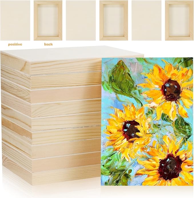 Bercoor 10 Pcs 5x7 Wood Panel Boards, Unfinished Wood Canvas Wooden for Painting, Arts, Pouring Use with Oils, Acrylics